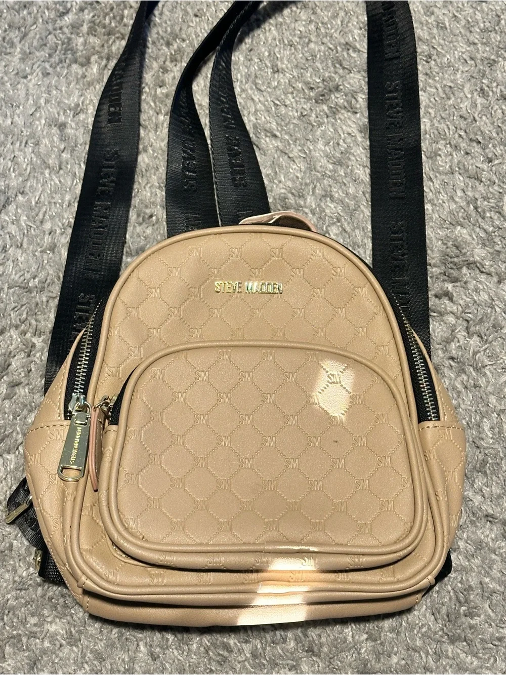 Steve Madden Beige Mini Backpack Purse